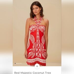 FARM Rio Red Majestic Coconut Tree EuroflaxTM Premium Linen Mini NWT